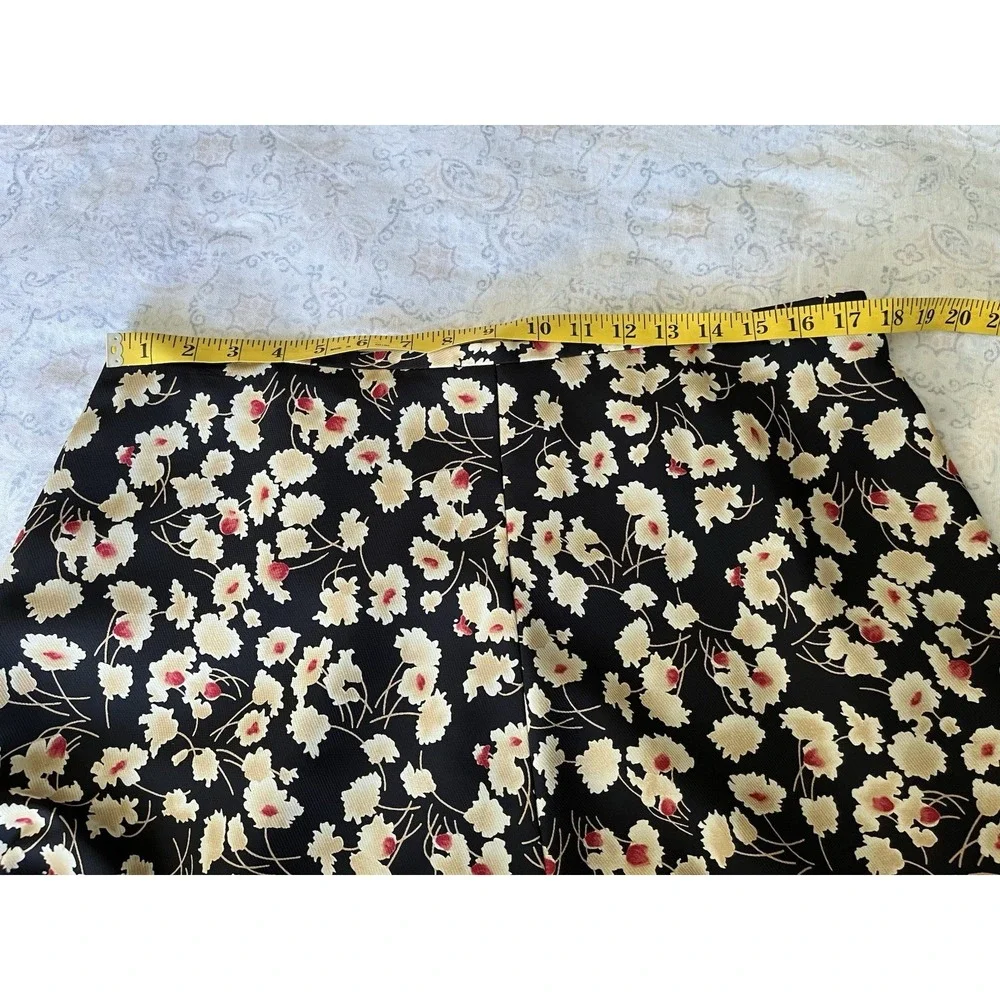 Evan Picone Women's Midi Skirt and Top Set Size 16 Black Beige Floral Sleeveless